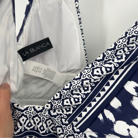 La Blanca Woman's Changing Tides Plunge One Piece Swimsuit in Indigo Blue New - Picture 8 of 14